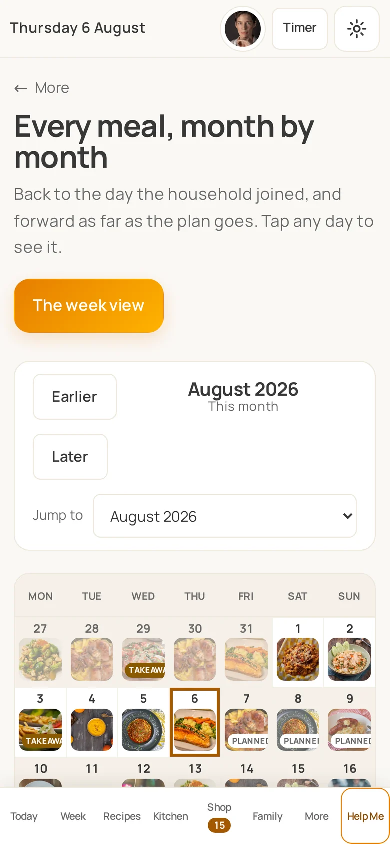 The month view on a phone.